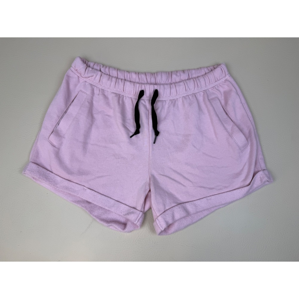 PINK Victoria's Secret Large Shorts Lounge Pink Fleece Logo Pockets NWT